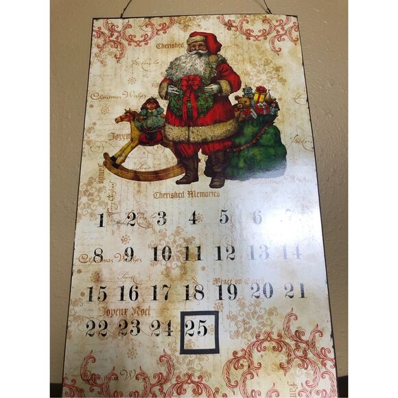 Retro Christmas Advent Calendar – Santa Claus Wall Décor, Countdown to Dec 25 - Picture 2 of 8